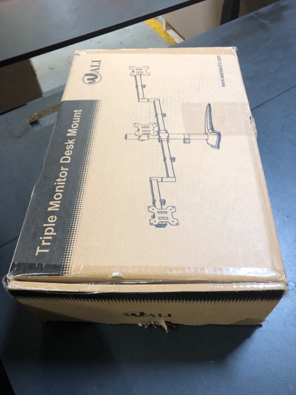 Photo 1 of WALI Triple Monitor Stand, Free Standing Three LCD Monitor Fully Adjustable Desk Mount Fits 3 Screens up to 27 inch, 22 lbs Weight Capacity per Arm (MF003), Black