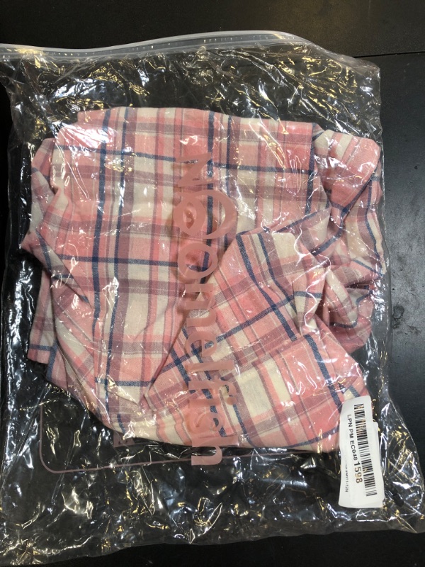 Photo 1 of Noomelfish Girls Long Sleeve Plaid Button Down Shirt Tie Front Blouse Tops, Pink Plaid, Size 9-10 Years
