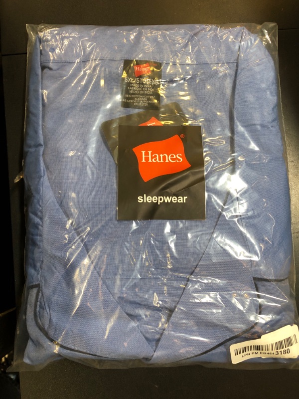 Photo 1 of Hanes mens Woven Plainweave Pajama Set, Blue, 5X US
