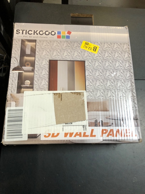 Photo 1 of STICKGOO 50 Pack 3D Wall Panels for Interior Wall Decor, Modern Diamond Wall Panels, 12''x12'' Black Accent Wall Covering Panels for Gaming Room Bedroom TV Background