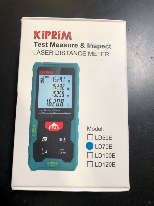 Photo 1 of Kiprim Laser Distance Measure High Accuracy 229ft LD70E Laser Tape Measure 70M Compact Laser Measurement Tool with Larger Backlit LCD Display,ft/m/in Switching,Bubble Level