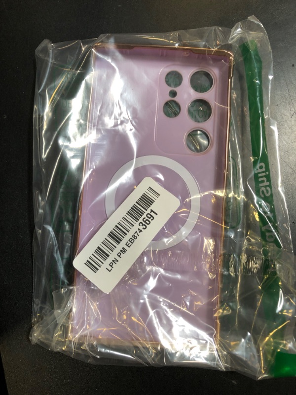 Photo 1 of ZTOFERA Magnetic Case for Samsung Galaxy S23 Ultra 5G [Compatible with MagSafe] Cute Plating Love Heart Pattern Case with Camera Protection,Soft Shockproof TPU Bumper for Women Girls,Light Purple
