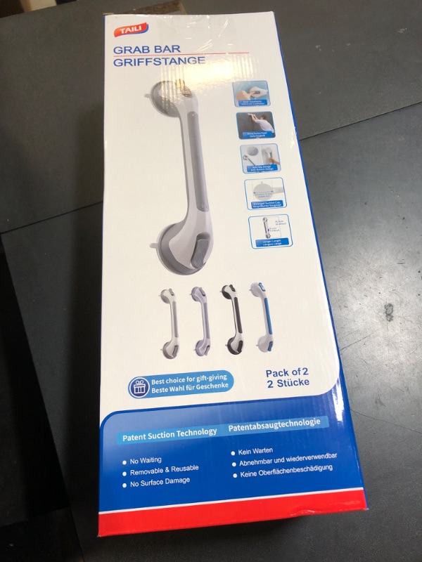 Photo 1 of TAILI Grab Bars for Bathtubs and Showers 2 Pack Suction Grab Bar, Heavy Duty Shower Handle Removable Bath Handrails for Seniors and Elderly, Bathroom Safety Grip No Drilling Waterproof,Grey