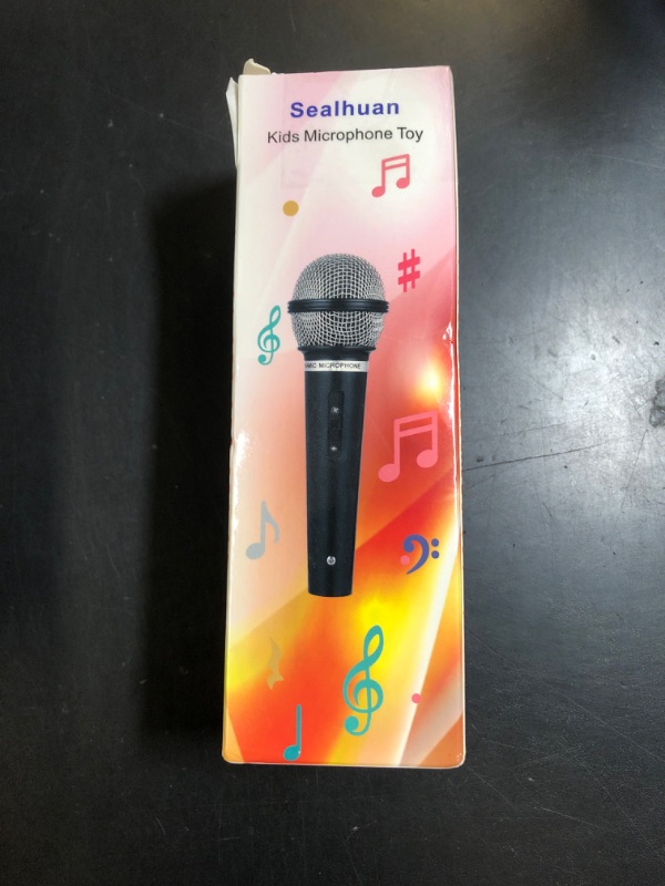 Photo 1 of Sealhuan Microphone Toy for Kids - Plastic Pretend Prop Fake Microphone Toy for Halloween, Christmas, Cosplay, Birthday Party Favors, Costume Play (17cm, Black)