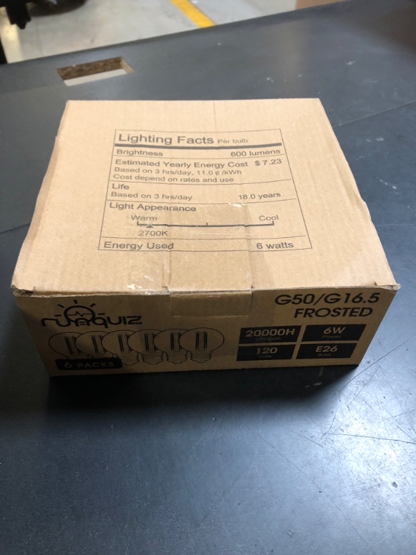 Photo 1 of runquiz Frosted G16.5 Led Bulb, Matt Vanity Globe Light Bulbs, E26 Dimmable Globe Small Round Edison Light Bulbs, 6w 2700k Vintage LED Filament Edison Bulb
