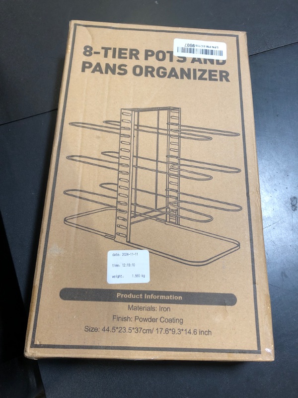 Photo 1 of ORDORA Pots and Pans Organizer: Under Cabinet, Adjustable 8-Tier Pot Organizers inside Cabinet, Kitchen Organizers and Storage Fit 6-11 inch Lightweight Cookware