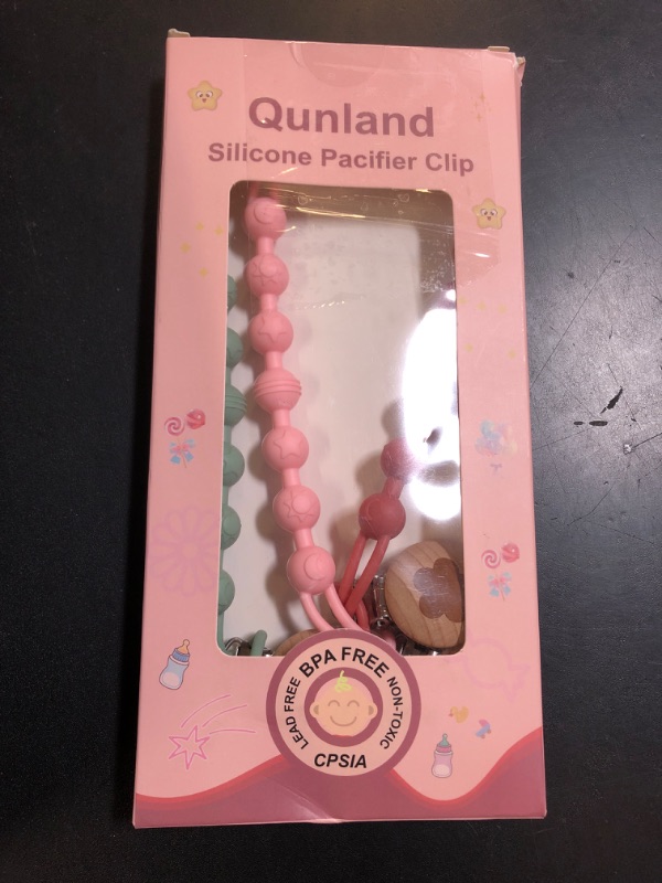 Photo 1 of Silicone Pacifier Clip Holder for Baby Girls and Boys, 4-Pack One-Piece Soft Flexible Binky Clips Holder with Cute Texture, Newborn Baby Essentials for Teething Relief, Gifts for Xmas Baby Shower