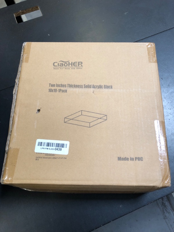 Photo 1 of CiaoHER 2in Thickness Solid Acrylic Cube Display Block Clear Polished Pedestal Stand Riser Solid Base 2'' x 10" x 10", 1 Pack