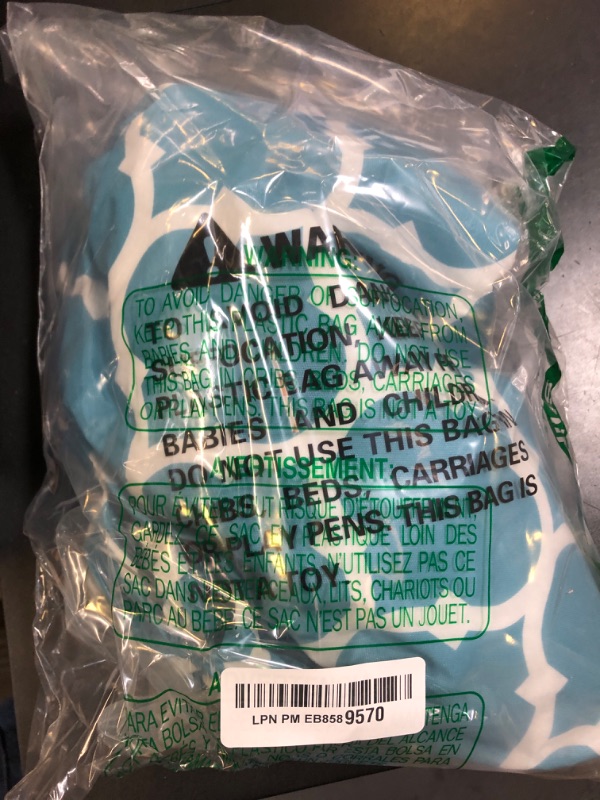 Photo 1 of Smiry Round Picnic Tablecloth, Waterproof Elastic Fitted Table Covers for 36" - 44" Tables, Wipeable Flannel Backed Vinyl Tablecloths for Camping, Indoor, Outdoor, Light Blue & White