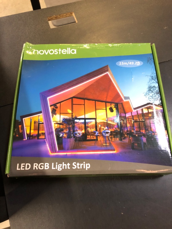 Photo 1 of Novostella 49.2ft Smart LED Outdoor Rope Light, Music Sync RGB Strip Lights, App Control and RF Remote Color Changing Dimmable Tape Exterior Lighting Kit, for Garden Decorative Stairs Party, 24V IP65