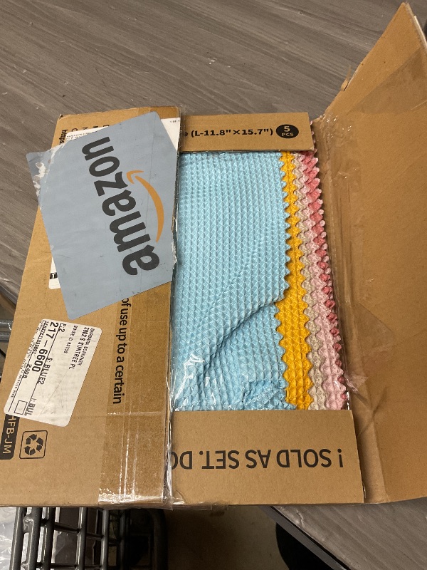 Photo 2 of JOYMOOP Waffle Weave Cleaning Cloth, Reusable Absorbent Microfiber Cleaning Cloths, Lint Free Microfiber Dish Towels 5 Pack, Mixed Color, 11.8×15.7inch