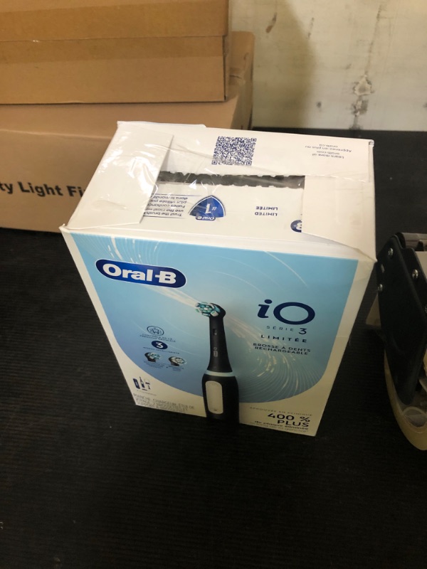 Photo 1 of Oral-B iO Deep Clean Rechargeable Electric Powered Toothbrush, Black with iO Series 3 Limited, 2 Brush Heads and Travel Case - Pressure Sensor to Protect Gums - 3 Cleaning Settings - 2 Minute Timer