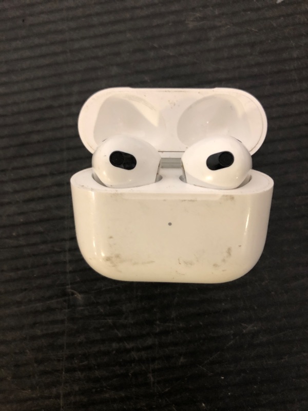 Photo 1 of Apple AirPods (3rd Generation) Wireless Ear Buds, Bluetooth Headphones, Personalized Spatial Audio, Sweat and Water Resistant, Lightning Charging Case Included, Up to 30 Hours of Battery Life
