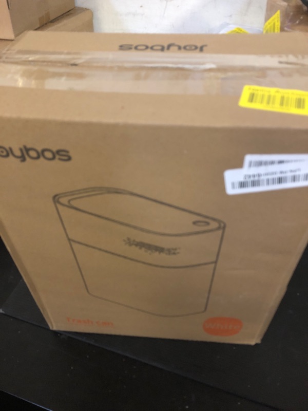Photo 1 of JOYBOS Trash Can with Lid Automatic Garbage Can, 3.8 Gallon Slim Small White Plastic Smart Trash Bin, Narrow Motion Sensor for Bedroom, Bathroom, Toilet Office