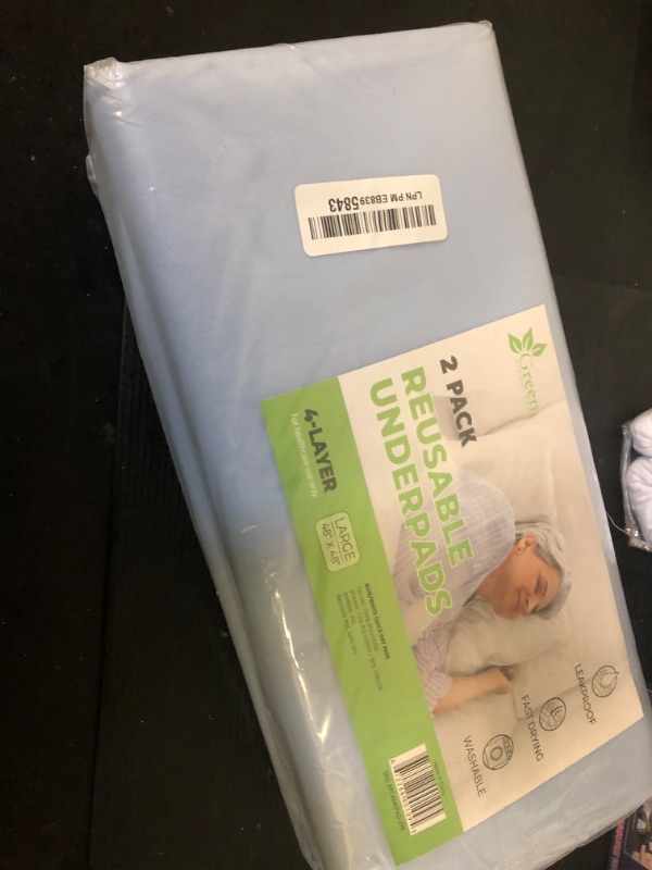 Photo 1 of GREEN LIFESTYLE Washable Underpads - Large Bed Pads for use as Incontinence Bed Pads, Reusable Pet Pads, Great for Dogs, Cats, Bunny, Seniors Bed Pad (Pack of 2 - 48x48)