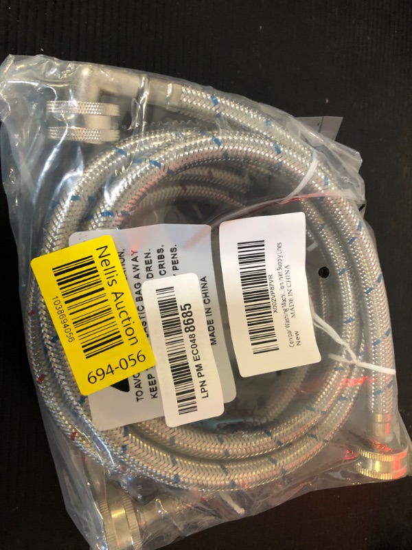 Photo 1 of ?UPGRADE?4FT Washing Machine Hoses with 90 Degree Elbow Premium Stainless Steel Burst Proof (cost-effective 2 pack) Red and Blue Striped Water Connection Inlet Supply Lines by Cenipar