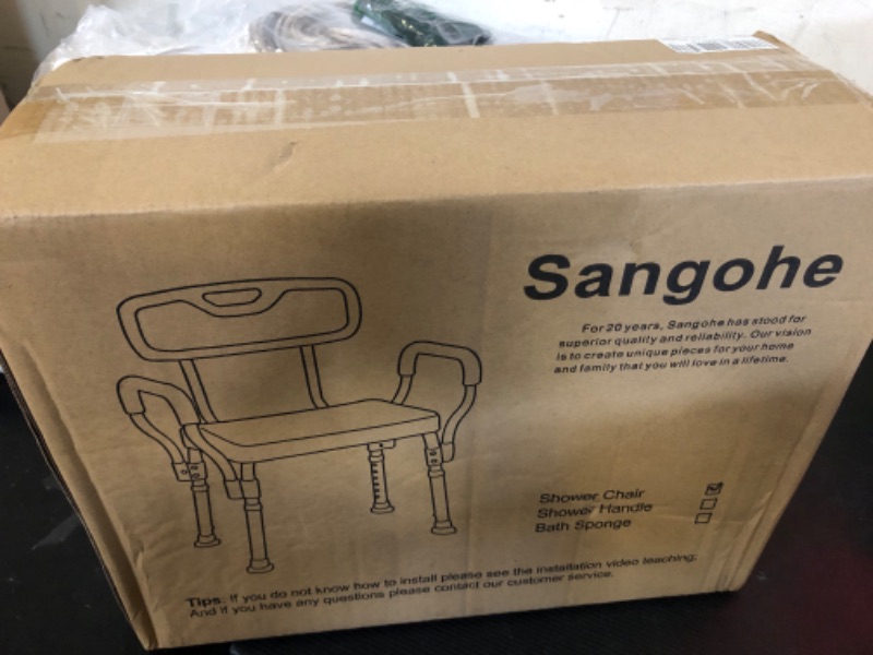 Photo 1 of Sangohe Shower Chair for Inside Shower - Heavy Duty Shower Seat with Back - Height Adjustable Shower Chair for Bathtub with Arms for Handicap - FSA/HSA Eligible Shower Seats for Elderly, 796C