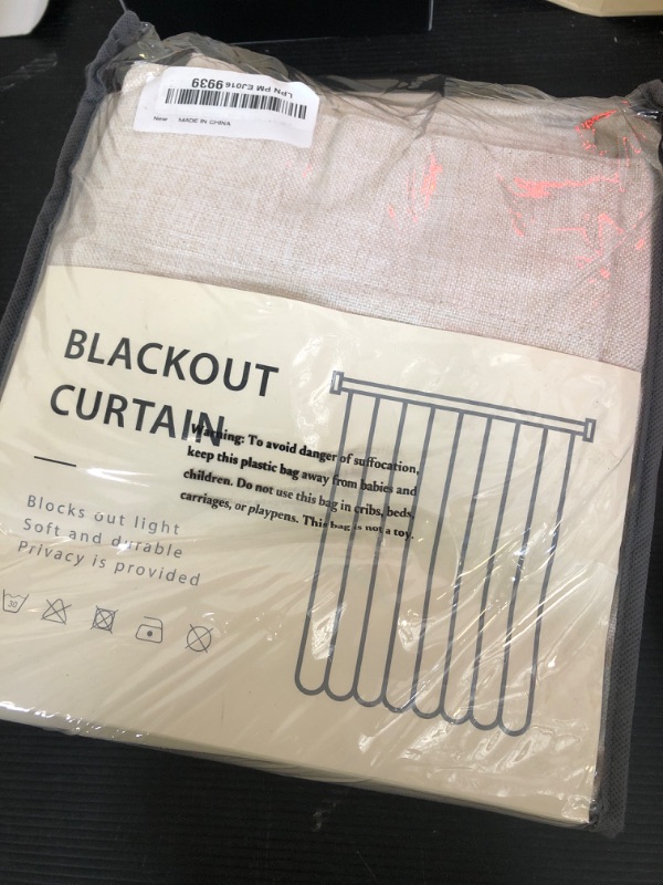 Photo 1 of 100% Blackout Shield Linen Blackout Curtains for Bedroom 84 Inches Long, Back Tab/Rod Pocket Living Room Drapes, Thermal Insulated Blackout Curtains 2 Panels Set, 50" W x 84" L, Cream