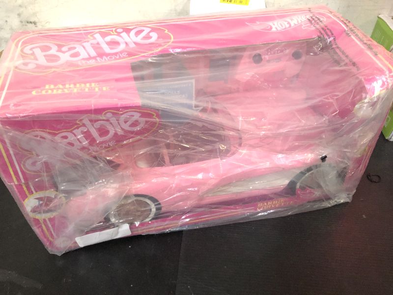 Photo 1 of Barbie Hot Wheels RC Corvette from The Movie, Full-Function Remote-Control Toy Car Holds 2 Dolls
