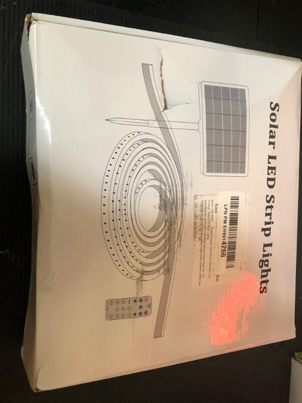 Photo 1 of DBFAIRY 50Ft Solar LED Strip Lights Outdoor, Large Capacity Solar Powered Flexible Tape Lights with Remote Dimmable 8 Lighting Modes for Patio Pool Camping Decor, 6000K Cool White
