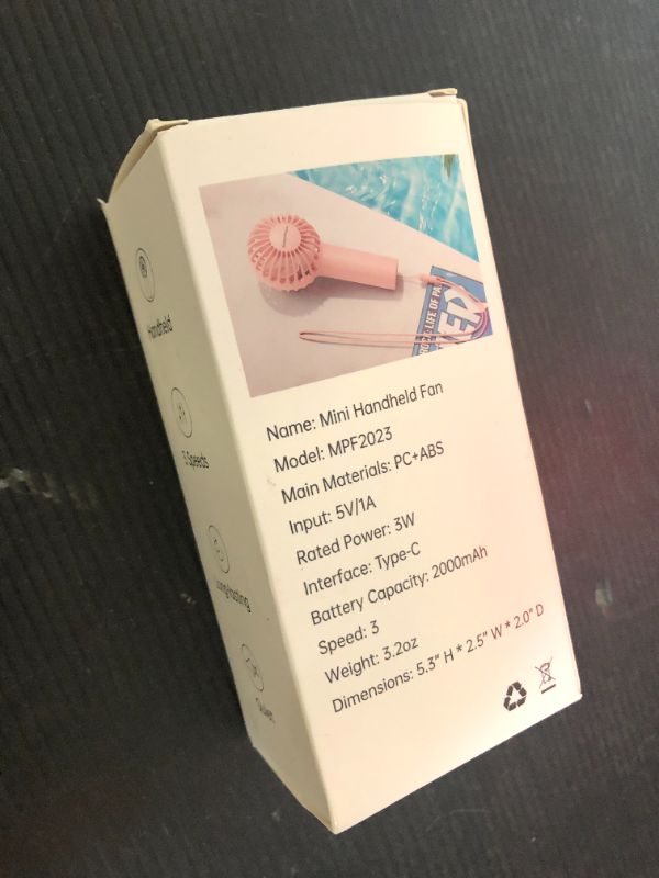 Photo 1 of SWEETFULL Mini Portable Fan - Rechargeable Handheld Fan, 3 Speeds Personal Hand Gifts for Travel, Makeup, Eyelash, Kids, Girls, Women - USB, Cute Design