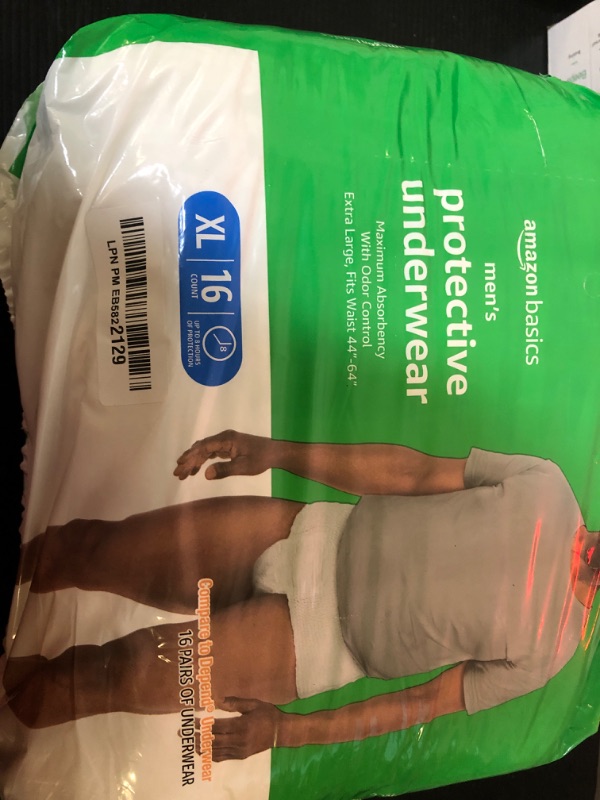 Photo 1 of Amazon Basics Incontinence Underwear for Men, Maximum Absorbency, X-Large, 16 Count (1 Pack)