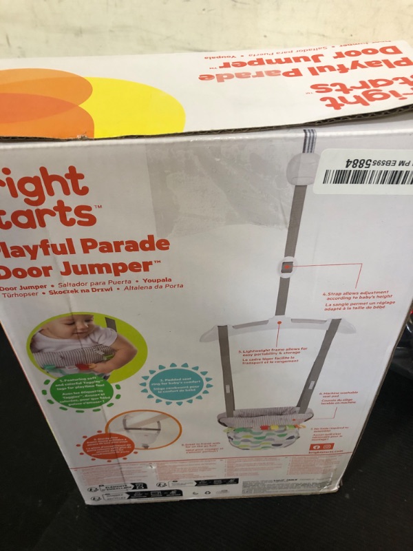 Photo 1 of Bright Starts Playful Parade Door Jumper for Baby with Adjustable Strap, 6 Months and Up, Max Weight 26 lbs