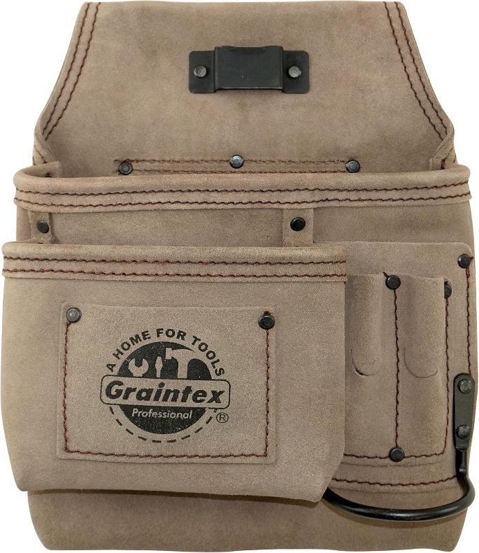 Photo 1 of Graintex 5 Pocket Suede Leather Tool Belt/Bag Multipurpose Leather Tool Belt for Women and Men | Construction, Electrician, Handymen, Carpenter, Gardening Pouch and DIY Projects
