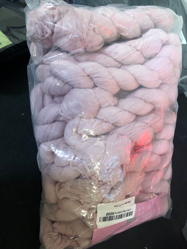 Photo 1 of 16PCS Pink Cheesecloth Table Runners - 35x120Inch Boho Gauze Cheese Cloth Long Rustic Sheer Table Runners for Wedding Party Baby Bridal Shower Decor