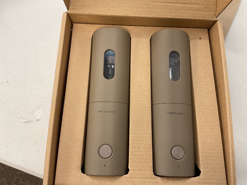 Photo 1 of LARS NYSØM Electric Salt and Pepper Grinder Set I Automatic Salt and Pepper Mills with Adjustable Ceramic Grinder I USB Rechargeable Electric Spice Mill Set (Taupe Brown)