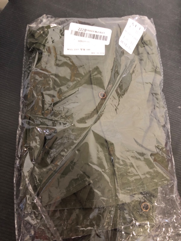Photo 1 of OCHENTA Boys Button Down Shirt Long Sleeve Casual Military Scout Spring Fall Clothes Army Green 13-14 Years