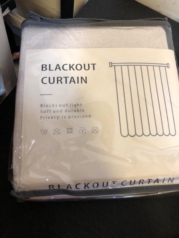 Photo 1 of 100% Blackout Shield Linen Blackout Curtains for Bedroom 96 Inches Long, Back Tab/Rod Pocket Living Room Drapes, Thermal Insulated Blackout Curtains 2 Panels Set, 50" W x 96" L,Cream