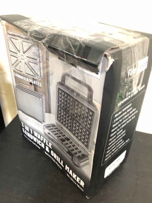 Photo 1 of FineMade Panini Grill Press Breakfast Sandwich Maker 3 in 1, Electric Griddle Panini Press, Grilled Cheese Maker, Sandwichera Electrica, Belgian Waffle Maker with Removable Plates