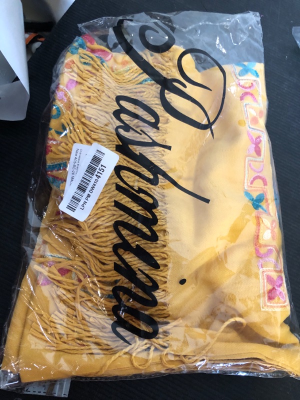 Photo 1 of Urban CoCo Women's Embroidered Tassel Long Shawl Oversize Scarf Wraps for Women (#4-Yellow)
