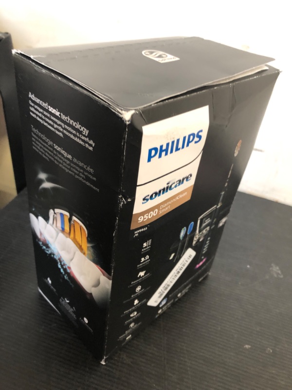 Photo 1 of Philips Sonicare DiamondClean Smart 9500 Electric Toothbrush, Sonic Toothbrush with App, Pressure Sensor, Brush Head Detection, 5 Brushing Modes and 3 Intensity Levels, Black, Model HX9923/11
