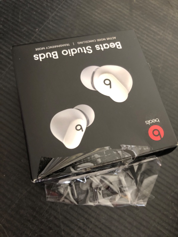 Photo 1 of Beats Studio Buds - True Wireless Noise Cancelling Earbuds - Compatible with Apple & Android, Built-in Microphone, IPX4 Rating, Sweat Resistant Earphones, Class 1 Bluetooth Headphones - White