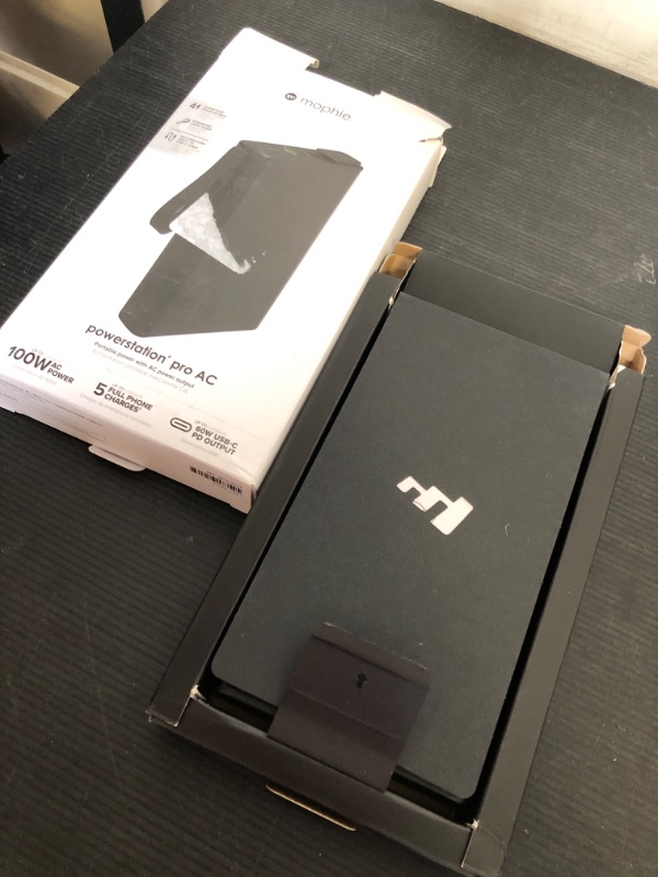 Photo 1 of mophie powerstation pro AC (2023)-27,000 mAh External Battery compatbile With MacBook&iPad Portable PD battery with 100W of AC&60W USB-C Fast Charge integrated carry strap-USB-C cable included, Black