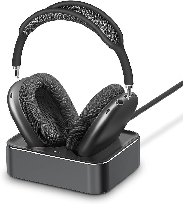 Photo 1 of Headphone Charging Station for AirPods Max 2024 & 2020 - Magnetic Headset Charger Dock with Dual Lightning & Type-C Connectors (Space Gray)
