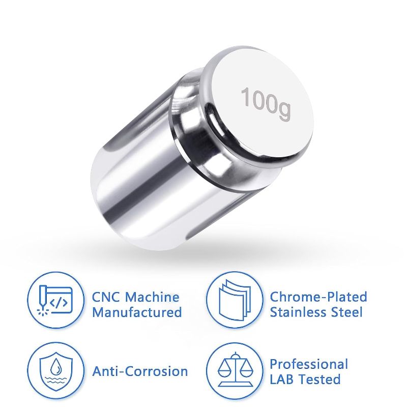 Photo 1 of QP Calibration Weights, 100 Gram OIML Class M1 High Precision Scale Weights, Stainless Steel Gram Weights, Chrome Finish, Scale Calibration Weights for Digital Scale, Kitchen Scale, Pocket Scale
