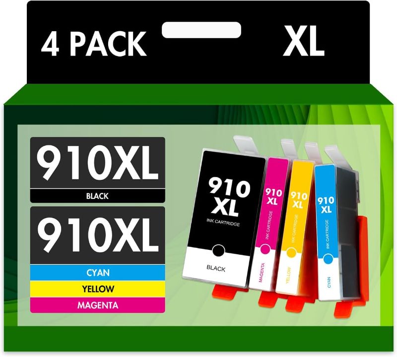 Photo 1 of 910XL 910 Ink Cartridges Combo Pack: Replacement for HP 8020 910 XL 910XL Black and Color 910XL/910 Multipack for OfficeJet Pro 8020 Series 8010 8015 8018...
