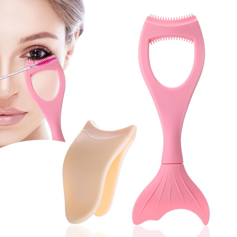 Photo 1 of Eyelash Tools Mascara Shield,6-in-1 Silicone Mermaid Mascara Shield Precision Applicator Guard,Makeup Eye Lash Separator Tool,Eyelid Cover with Eyeliner Template and Eyelash Curler
