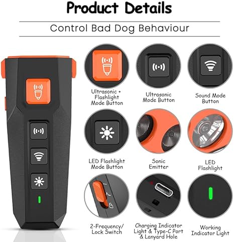 Photo 1 of Ultrasonic Dog Repeller with Remote, Adjustable Settings, Waterproof and Rechargeable, for Indoor and Outdoor Use, for Small and Medium Dogs
