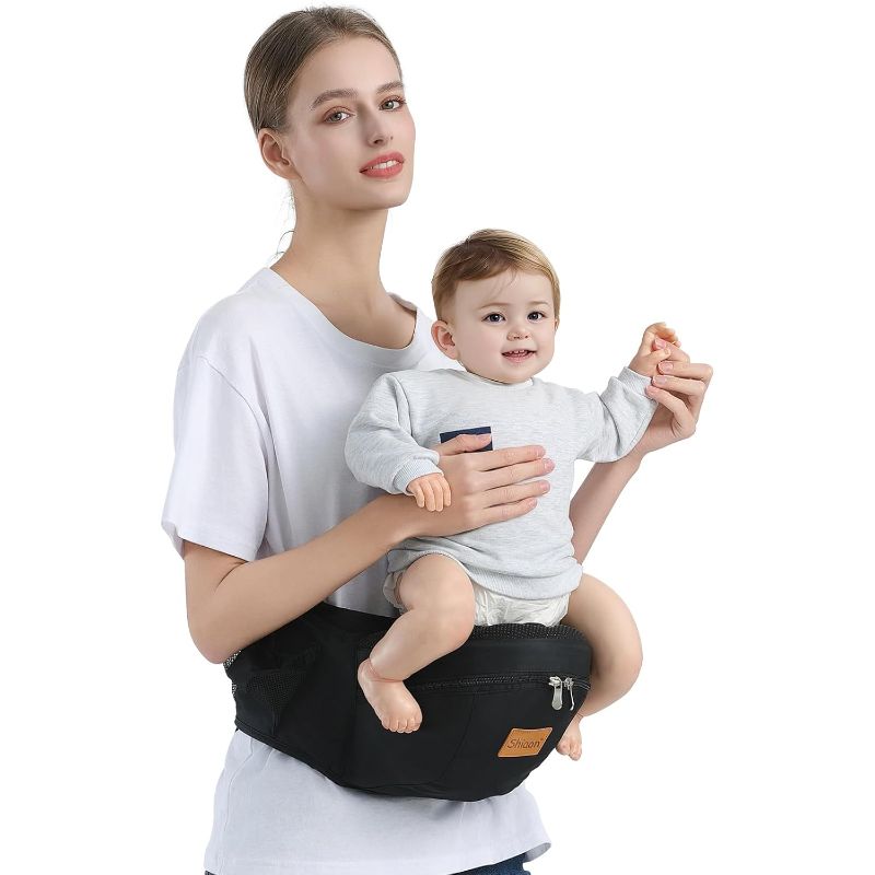 Photo 1 of Shiaon Hip Seat Baby Carrier Newborn to Toddler(7-44bls), Baby Hip Carrier with Adjustable Waistband and Non-Slip Shock Absorption Baby Holder Carrier, Black
