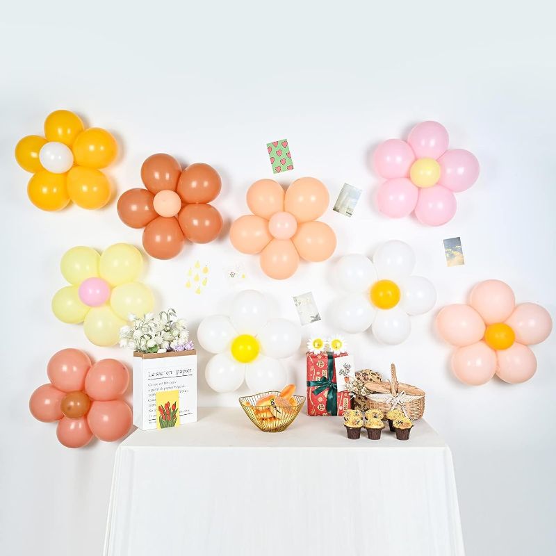Photo 1 of 16 Set Daisy Flower Balloons DIY Kit,Boho Daisy Balloons Party Decorations for Birthday Baby Shower Wedding Anniversary Groovy Fairy Retro Hippie Theme Decor

