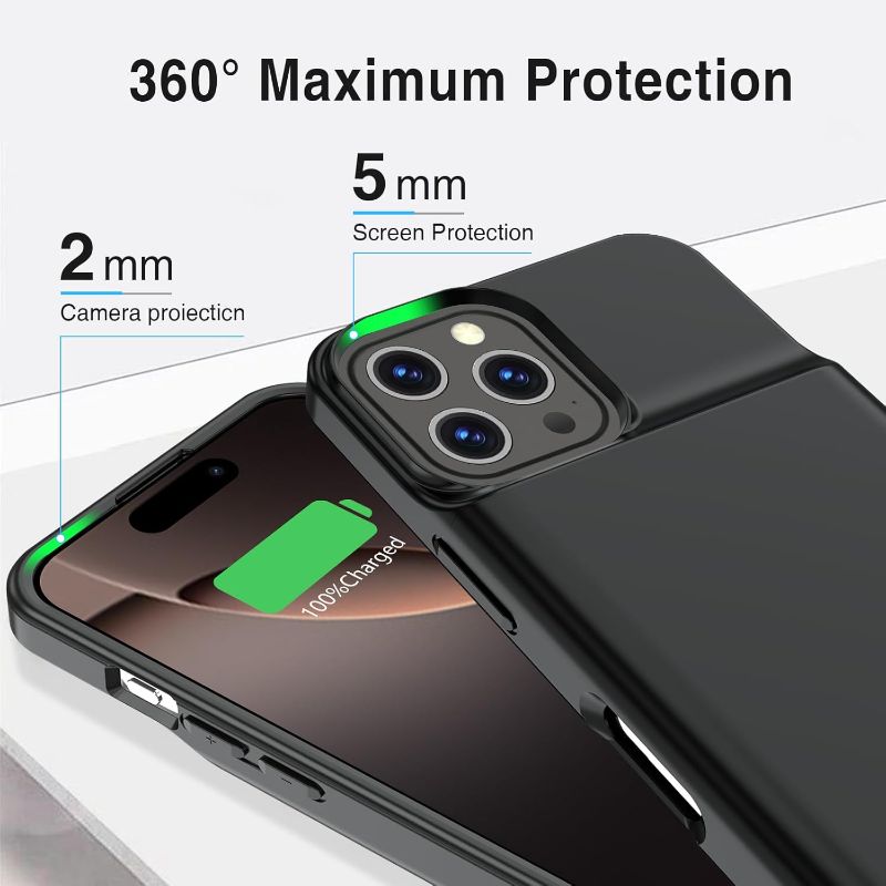 Photo 1 of GIN FOXI Battery Case for iPhone 16 Pro Max, 15W Fast Charging Case Charger 8500mAh Ultra-Slim Lightweight Battery Pack Rechargeable Anti-Fall TPU Juice Box...
