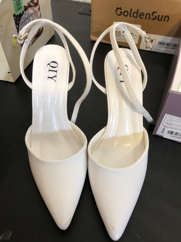 Photo 1 of QIY Closed Toe Ankle Strap Heels Women Pumps Pointed Toe Heeled Sandals for Women Stiletto Wedding Dress Shoes