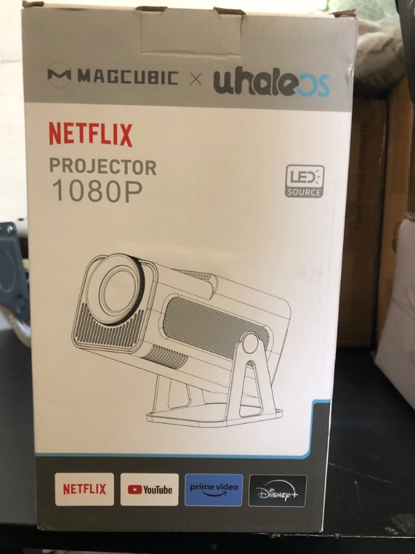 Photo 1 of [Netflix-Licensed] Magcubic Mini Projector with Wifi and Bluetooth, Built-in Android 13, Portable Smart 1080P Projector with 4K Support, Auto Keystone, Voice Control, HY320 NTV (White)
