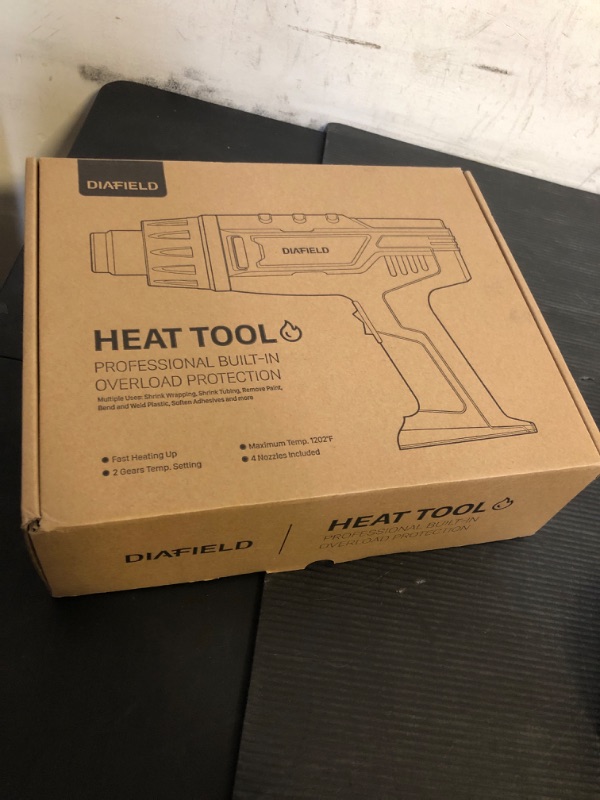 Photo 1 of DIAFIELD 1850W Heat Gun, Dual Temperature Settings, AUTOXEL Fast Heat Hot Air Gun, Durable& Overload Protection, with 4 Nozzles for Shrink Wrap, Vinyl, Crafts, Epoxy Resin