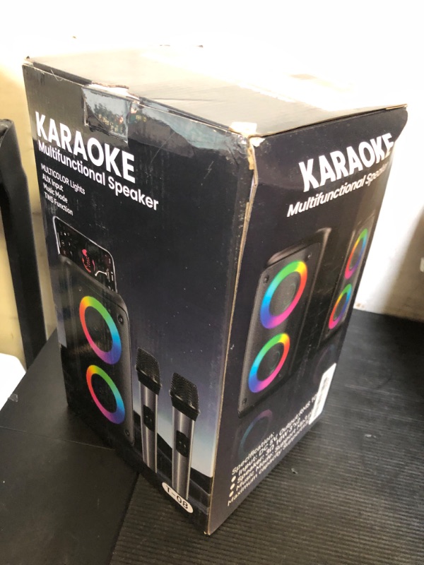Photo 1 of Karaoke Machine, Portable Bluetooth Karaoke Player Machine with 2 Wireless Karaoke Microphones Player for Adults Kids with Upgraded Subwoofer, PA System, Support TWS/TF/USB/AUX for Home Party Outdoor