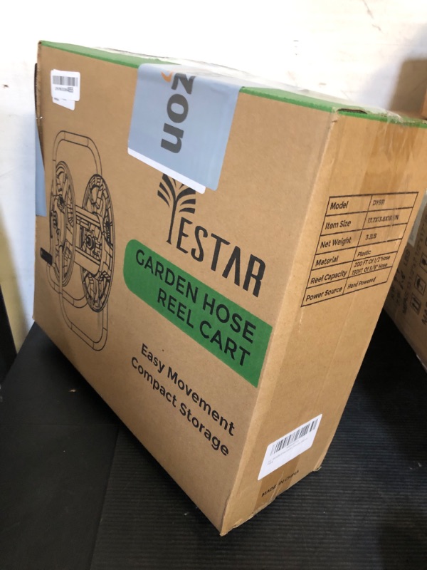 Photo 1 of YESTAR Water Hose Reel Cart, Holds 65-130 Ft of 5/8 Inch Hose, Wall Mounted Garden Hose Cart, Portable Hose Reel for Convenient Storage and Watering